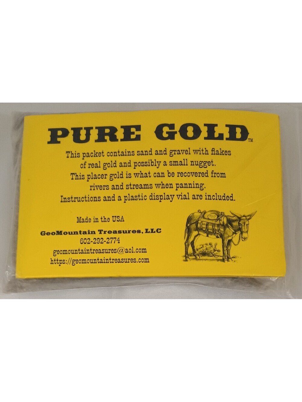 PURE GOLD GeoMountain Treasures 9oz Packet Contains Sand Gravel with Flakes Gold
